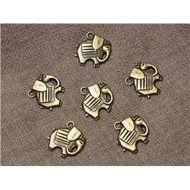10pc - Bronze Metal Elephant Pendants Charms 19mm 4558550021212 