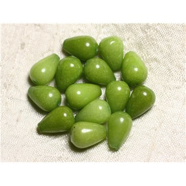 4pc - Perles de Pierre - Jade Gouttes 14x10mm Vert Olive Anis -  4558550021281 