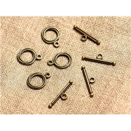 30pc - Cierres Toogle T Metal Bronce Redondos 17x13mm 4558550021250