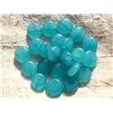 4pc - Perles de Pierre - Jade Bleu Turquoise Palets 12mm   4558550002228