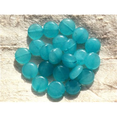 4pc - Perles de Pierre - Jade Bleu Turquoise Palets 12mm   4558550002228