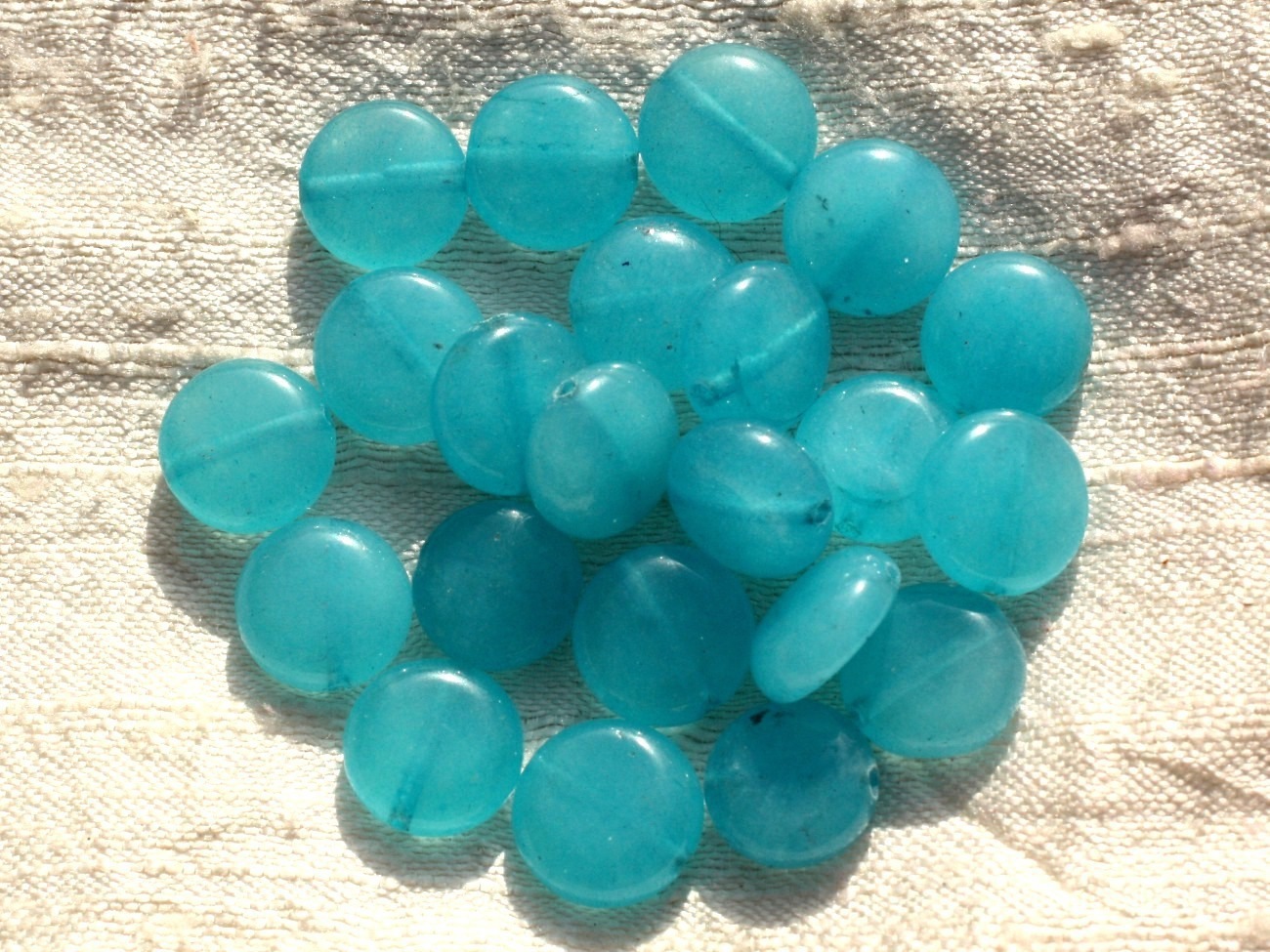 4pc - Perles de Pierre - Jade Bleu Turquoise Palets 12mm   4558550002228