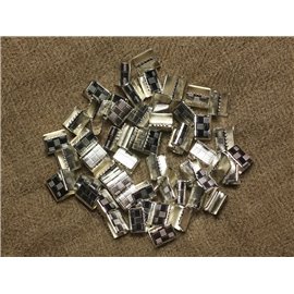 200pc - Apprets Embouts Terminateurs à rabattre griffes métal argenté sans nickel 7x5.5mm - 4558550021380