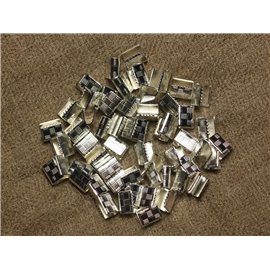 200pc - End caps without metal clip Silver plated nickel free 7x5.5mm 4558550021380