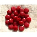 4pc - Perles de Pierre - Jade Rouge Palets 12mm   4558550015556
