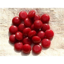 4pc - Stone Beads - Red Jade Palets 12mm 4558550015556