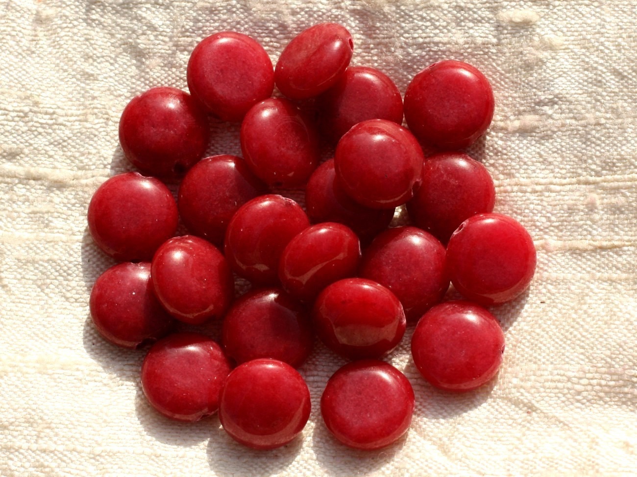 4pc - Perles de Pierre - Jade Rouge Palets 12mm   4558550015556
