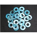 10pc - Perles Breloques Pendentifs Nacre Donuts Cercles non percés 15mm bleu turquoise - 4558550021496