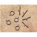 30pc - Fermoirs Toggle T Métal Cuivre Rond 17x13mm   4558550021519