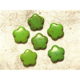5 piezas - Cuentas de turquesa sintéticas Flores 20 mm Verde 4558550021625 