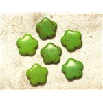5pc - Perles Turquoise synthèse Fleurs 20mm Vert   4558550021625 
