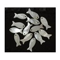 5pc - Breloques Pendentifs Nacre Blanche Poissons 23mm   4558550021663