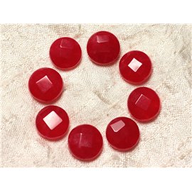 2pc - Stone Beads - Jade Faceted Palets 14mm Red 4558550021717 