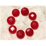 2pc - Perles de Pierre - Jade Palets Facettés 14mm Rouge   4558550021717 