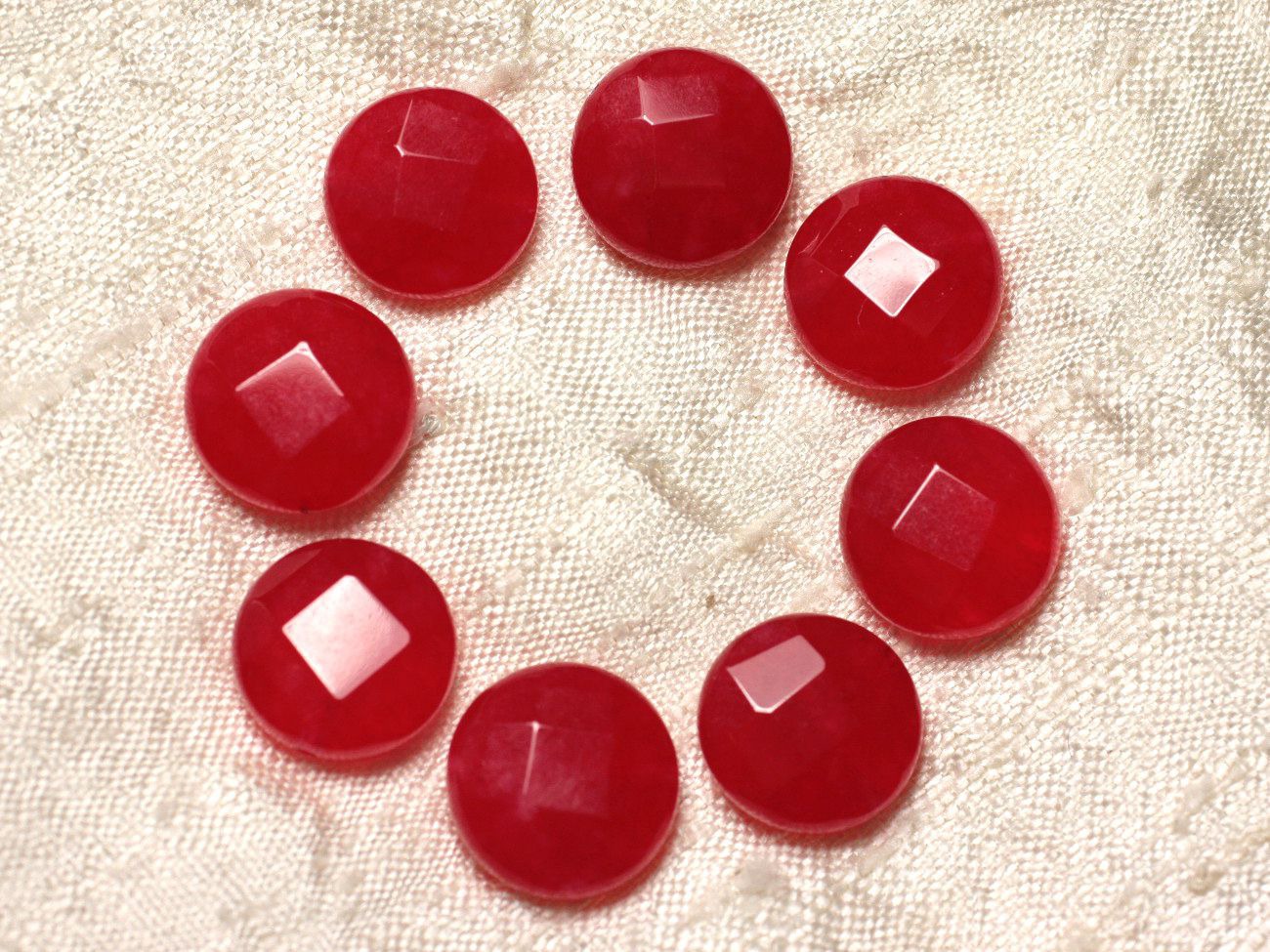 2pc - Perles de Pierre - Jade Palets Facettés 14mm Rouge   4558550021717 