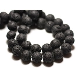 20pc - Cuentas de piedra - Bolas de lava negra de 6 mm 4558550021786