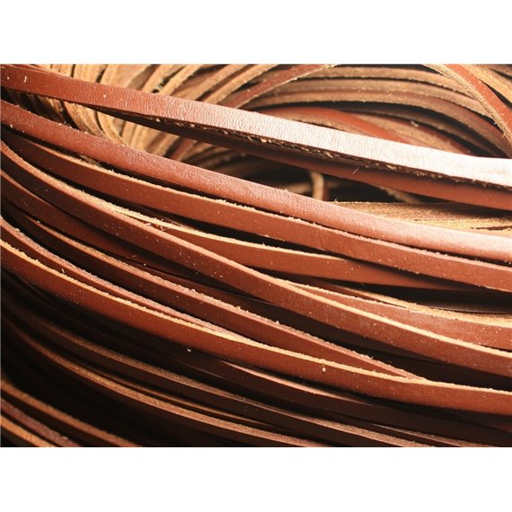 5 metres - Cordon Lanière Cuir Veritable Marron Noisette 5x2mm - 4558550021793