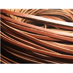 5 metres - Cordon Lanière Cuir Veritable Marron Noisette 5x2mm - 4558550021793