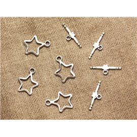 50pc - Toogle T Fermagli Silver Metal Star 20mm 4558550021830