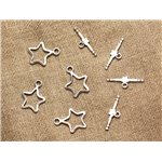 50pc - Fermoirs Toogle T Métal Argenté Etoile 20mm   4558550021830