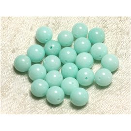 10pc - Cuentas de piedra - Bolas de jade 10 mm Azul turquesa 4558550003508 