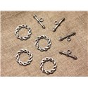 20pc - Fermoirs Toggle T Métal Argenté Torsade Celtique 20mm   4558550021953