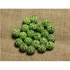 10pc - Cuentas de polímero y strass de vidrio 8 mm Verde claro 4558550022813 