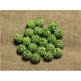 10pc - Polymer Bead and Glass Strass 8mm Light Green 4558550022813 