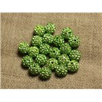 10pc - Perle Polymère et Strass Verre 8mm Vert clair 4558550022813 