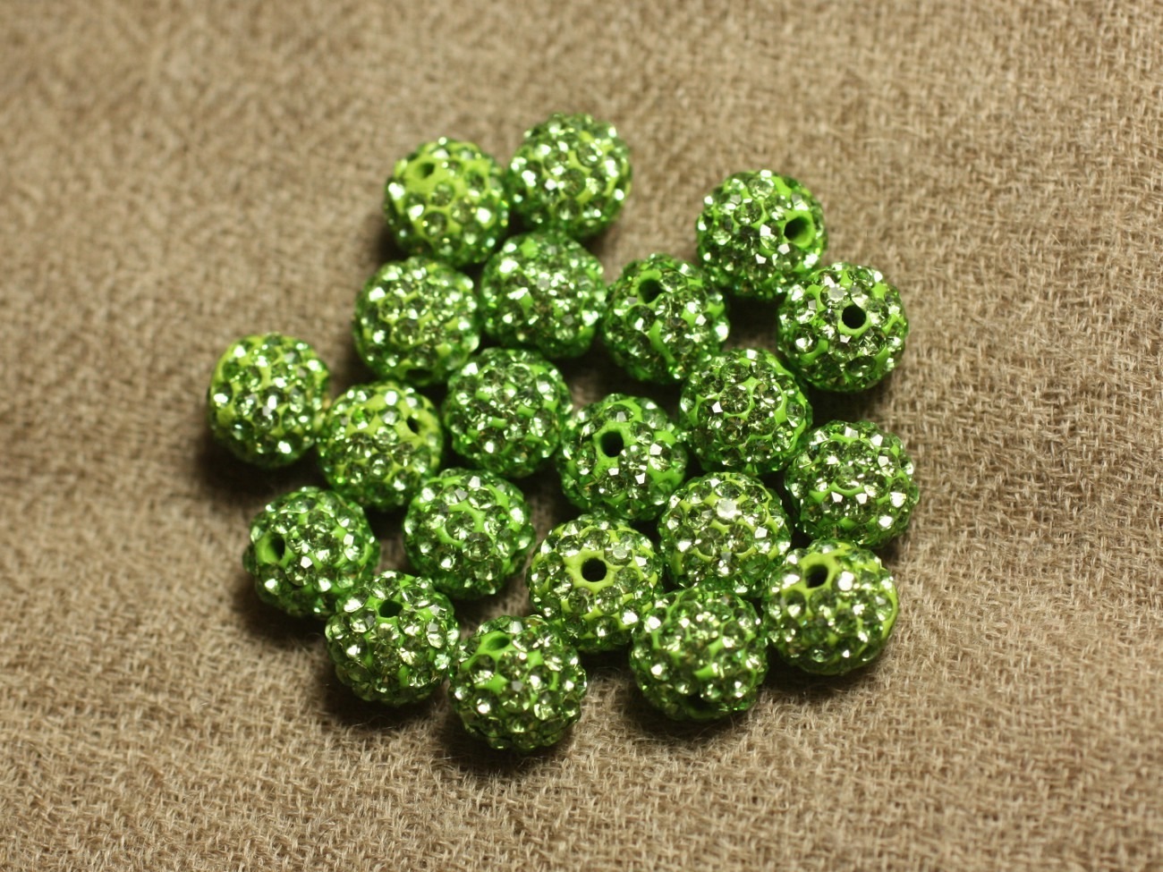 10pc - Perle Polymère et Strass Verre 8mm Vert clair 4558550022813 