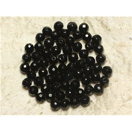 20pc - Perles de Pierre - Jade Boules Facettées 6mm Noir  -  4558550022073 