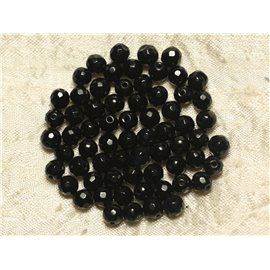 20pc - Stone Beads - Jade Faceted Balls 6mm Black - 4558550022073 
