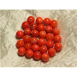 10pc - Stone Beads - Jade Balls 10mm Opaque Orange 4558550025227 
