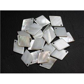 10pc - White Mother of Pearl Pendants Charms Diamonds 23x17mm 4558550022134 