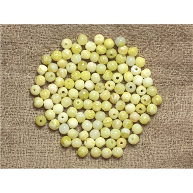20pc - Perles de Pierre - Jade Citron Boules 4mm Jaune et Blanc  4558550035271 