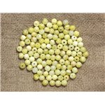 20pc - Perles de Pierre - Jade Citron Boules 4mm Jaune et Blanc  4558550035271 