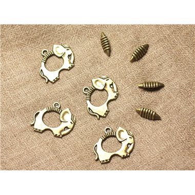 5pc - Fermoirs Toogle T Métal Bronze Elephant 25mm   4558550022165