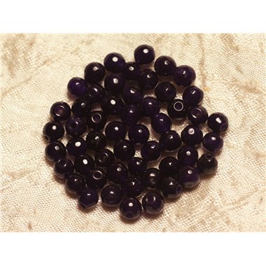 20pc - Perles de Pierre - Jade Boules Facettées 6mm Violet   4558550022172 