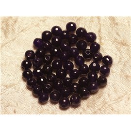 20pc - Cuentas de piedra - Bolas facetadas de jade de 6 mm Morado 4558550022172 