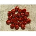 9pc - Perle Polymère et Strass Verre 8mm Orange - 4558550022233