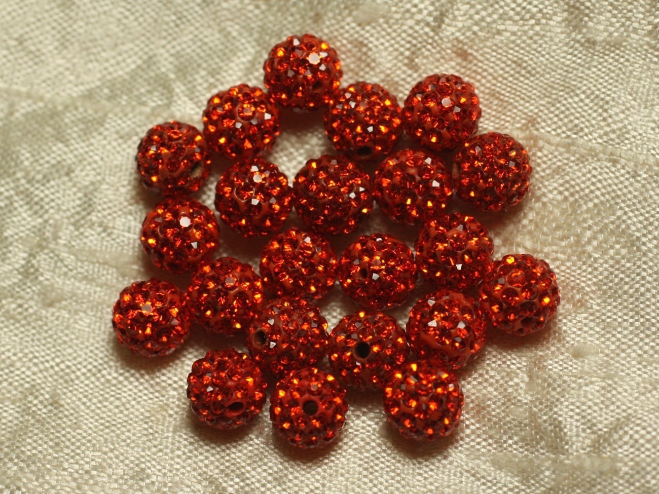 10pc - Perle Polymère et Strass Verre 8mm Orange   4558550022233 