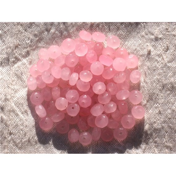 10pc - Perles de Pierre - Jade Rose clair Rondelles Facettées 6x4mm   4558550010971
