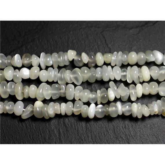 20pc - Perles Pierre de Lune Blanc gris irisé - Chips Nuggets arrondies 5-10mm   4558550022462