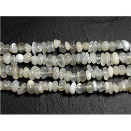 20pc - Iridescent Gray White Moonstone Beads - Rounded Nuggets Chips 5-10mm 4558550022462