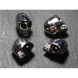 2Stk - Totenkopf Perlen Totenköpfe Silber Metall Rhodium 13mm Piercing drauf - 4558550022646