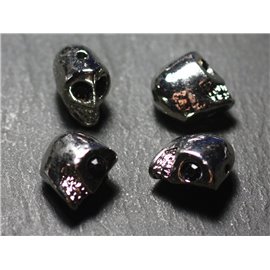 2pc - Skull Beads Silver Plated Rhodium Metal 13mm top drilling - 4558550022646