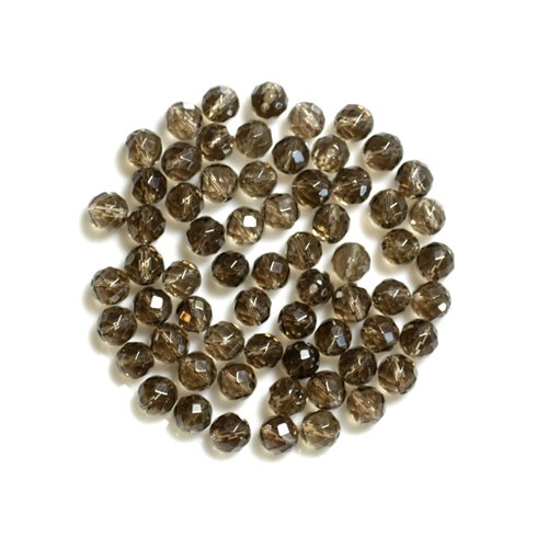 10pc - Perles de Pierre - Quartz Fumé Boules Facettées 6mm - 4558550023506 