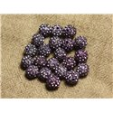 10pc - Perle Polymère et Strass Verre 8mm Violet et Mauve   4558550022721 