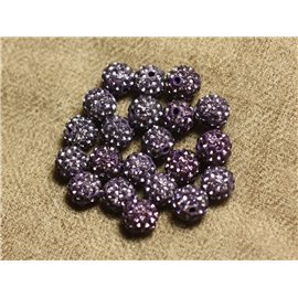 10pc - Cuentas de polímero y strass de vidrio 8 mm Morado y malva 4558550022721 