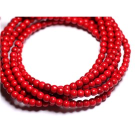 40pz - Perline sintetiche turchesi 4mm sfere rosse 4558550022745